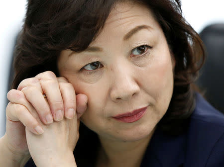 Japan's Internal Affairs and Communications Minister Seiko Noda, who is also minister in charge of women's empowerment, listens to a question during an interview with Reuters in Tokyo, Japan May 11, 2018. Picture taken May 11, 2018. REUTERS/Issei Kato