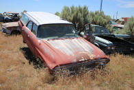 <p>It almost looks as though this 1961 Dodge Seneca was mid-way through a Dukes of Hazzard-style jump when the photo was taken. That said, although the V8-powered wagon could certainly get up to speed, managing 60mph in a fraction over 9sec, it weighs 4000 lb, so wouldn’t be airborne for very long…</p>