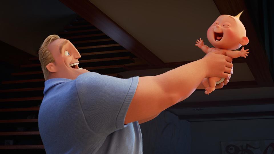 Mr Incredible and Jack-Jack bonded in Incredibles 2. (Pixar/Alamy)