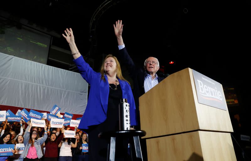 U.S. Democratic presidential candidate Senator Bernie Sanders arrives to address supporters as he holds a campaign rally in San Antonio, Texas, U.S.