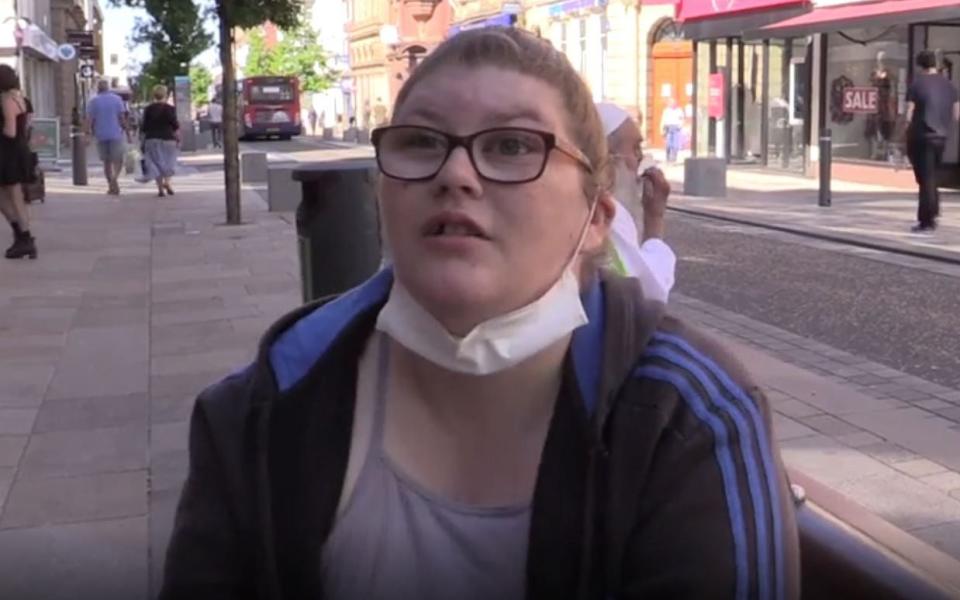 Hannah Heaton, 28, speaking in Preston after the area had lockdown restrictions imposed - Eleanor Barlow/PA