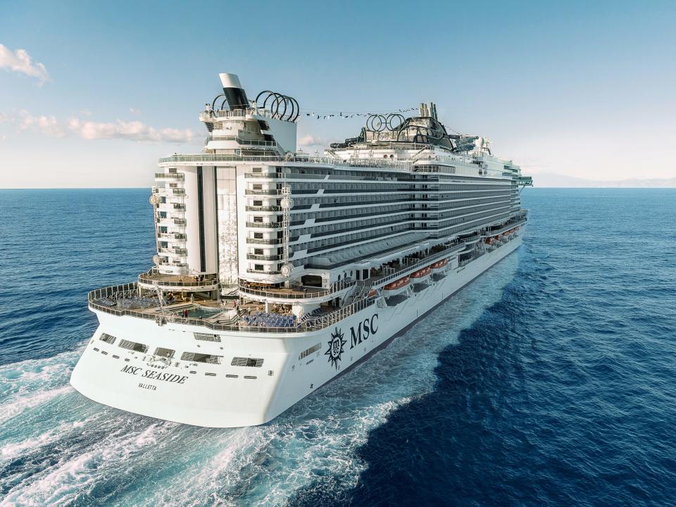 A MSC cruise ship at sea