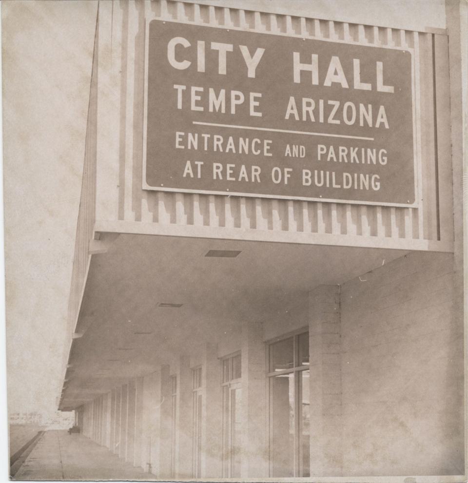 Tempe City Hall was temporarily located at Danelle Plaza during the late 1960s and early 1970s while the new city hall downtown was under construction.