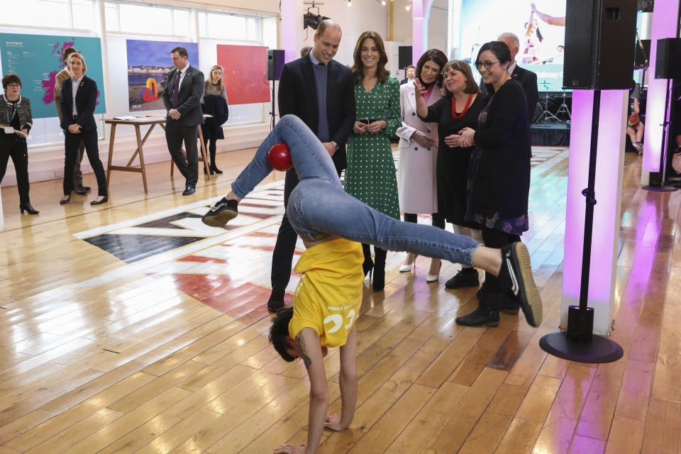 The Duke and Duchess of Cambridge watch a performance during a special event at the Tribeton restaurant in Galway to look ahead to the city hosting the European Capital of Culture in 2020.