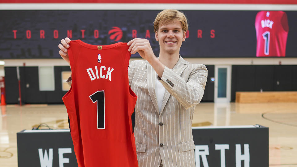 Gradey Dick couldn't be happier to play for the Raptors. (THE CANADIAN PRESS/Andrew Lahodynskyj)