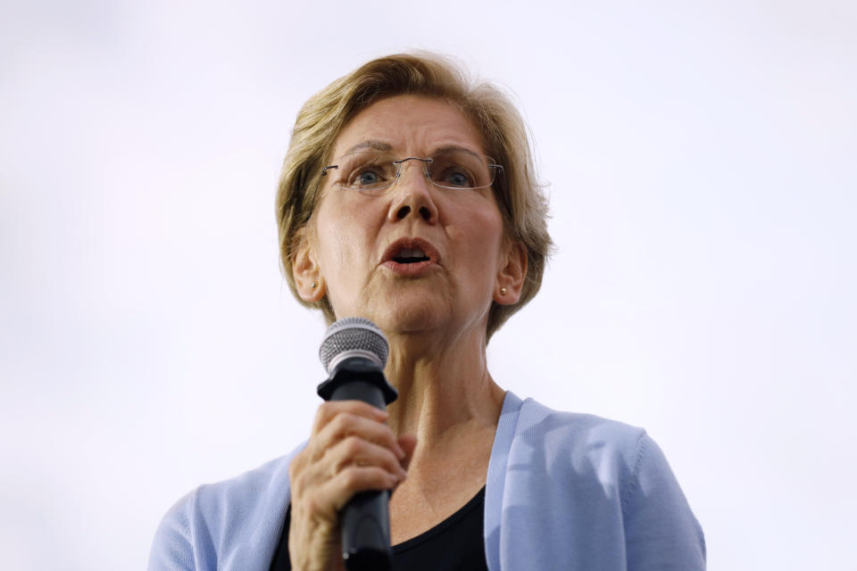 Democratic presidential candidate Sen. Elizabeth Warren speaks at a town hall meeting, Thursday, Sept. 19, 2019, in Iowa City, Iowa. (AP Photo/Charlie Neibergall)