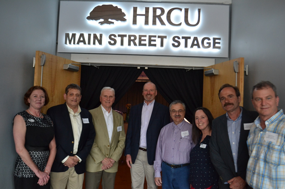 Rochester Opera House Board of Directors Angela Hardin, Rochester Opera House Board of Directors Vice President Nick Kanelos, Rochester Opera House Board of Directors President John McKenna, HRCU President & CEO Brian Hughes, HRCU Board of Directors Treasurer Paul Auger, HRCU Board of Directors Anne Brown, Rochester Opera House Executive Director Anthony Ejarque, Rochester Opera House Board of Directors Treasurer Scott Johnson.