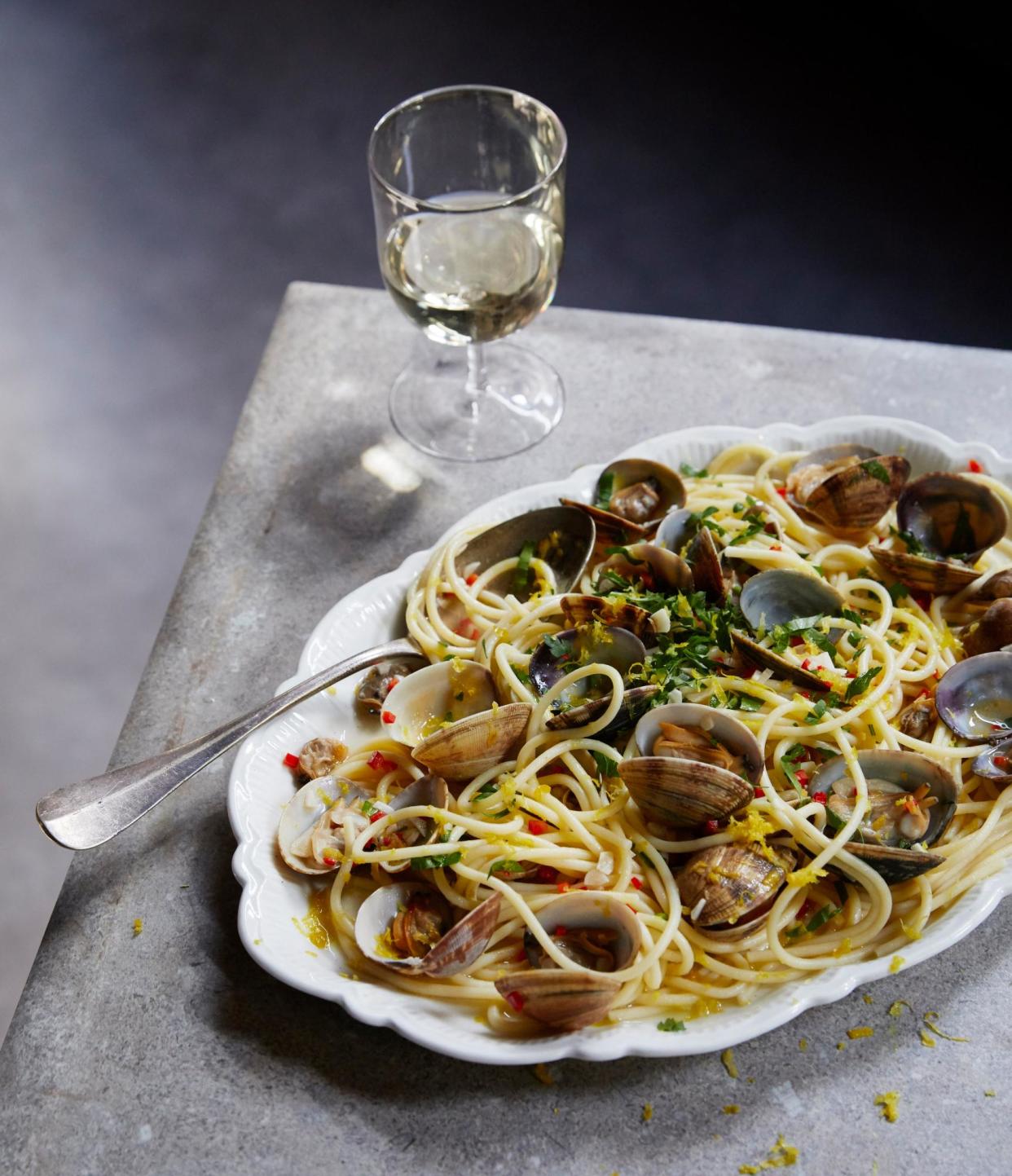 <span>A crisp, light white is the perfect accompaniment to the likes of spaghetti <em>alla vongole</em>.</span><span>Photograph: Ola O Smit/The Guardian. Food styling: Ellie Mulligan. Prop styling: Anna Wilkins.</span>