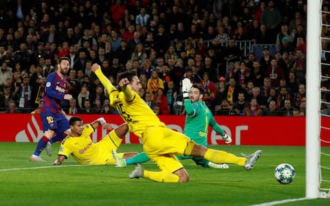 Leo Messi scores - Credit: REUTERS/Albert Gea