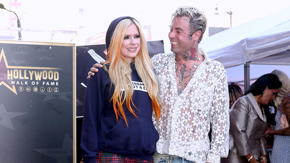 LOS ANGELES, CALIFORNIA - AUGUST 31: (L-R) Avril Lavigne and Mod Sun attend the Hollywood Walk of Fame Star Ceremony celebrating Avril Lavigne on August 31, 2022 in Los Angeles, California. (Photo by Emma McIntyre/Getty Images)