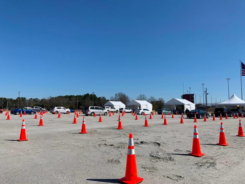 Darlington Raceway held a mass vaccine event Friday, March 5, 2021 that was the first in the state to include people covered under Phase 1B.