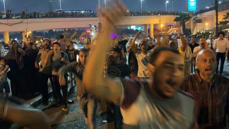 Small groups of protesters gather in central Cairo shouting anti-government slogans in Cairo