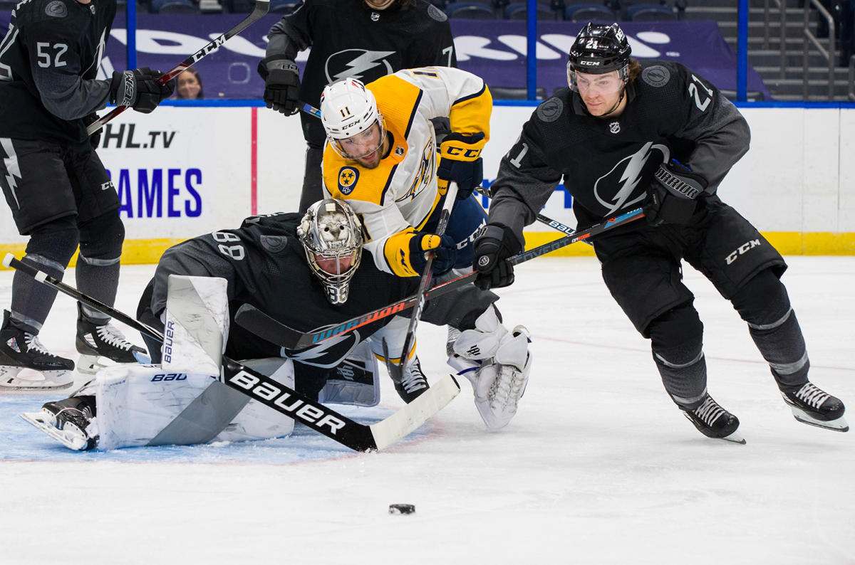 Nashville Predators vs Tampa Bay Lightning game photos in 2023-24 opener