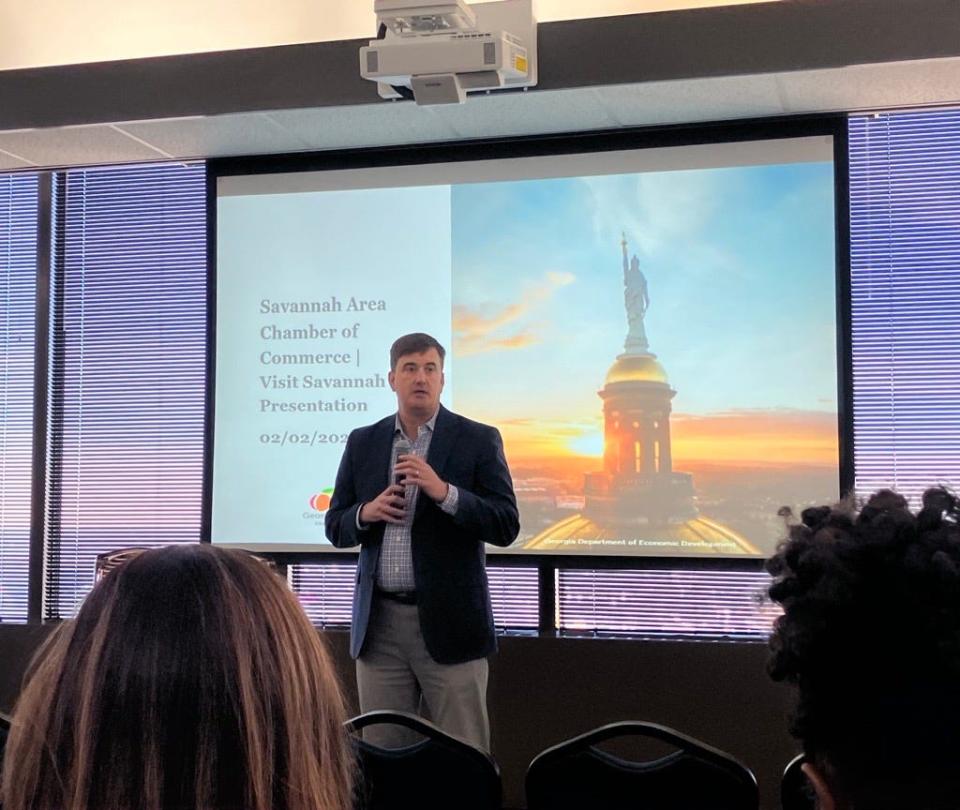 Savannah Area Chamber of Commerce President Burt Brantley speaks to a group of Coastal Georgia officials at a set of listening sessions during Savannah-Chatham Days Jan. 31-Feb.1.