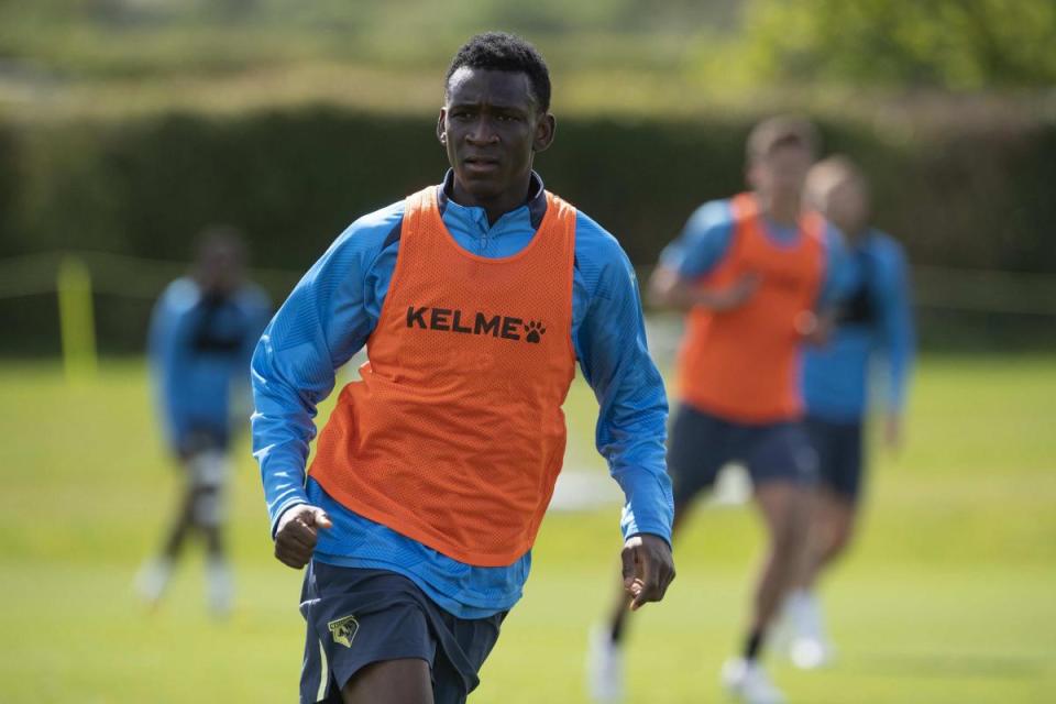 Mamadou Doumbia training at London Colney this week. <i>(Image: Alan Cozzi/Watford FC)</i>