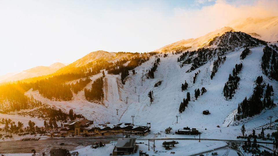 Base of snowy mountain in Mammoth