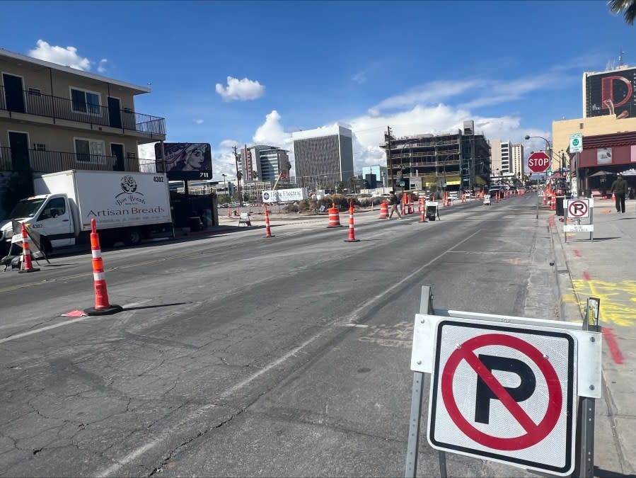 <em>On-going downtown Las Vegas construction hurts local restaurants and shops (KLAS/Lauren Negrete)</em>