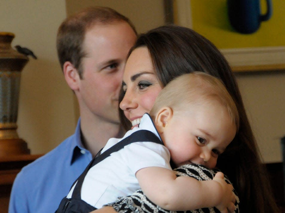 Prince William, Kate Middleton, and Prince George visiting New Zealand in 2014.