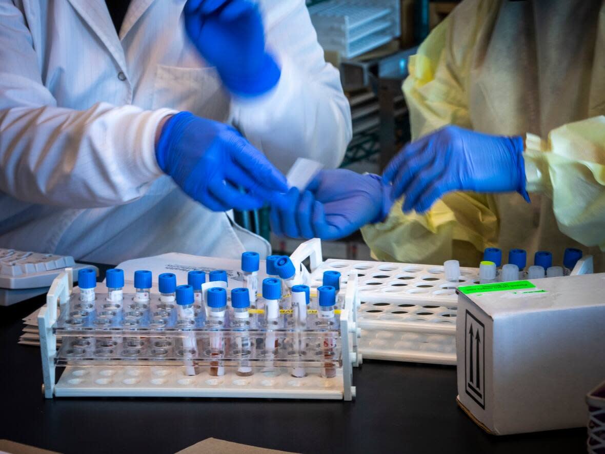 COVID-19 samples are seen at the B.C Centre for Disease Control lab in Vancouver on May 15, 2020.  (Ben Nelms/CBC - image credit)