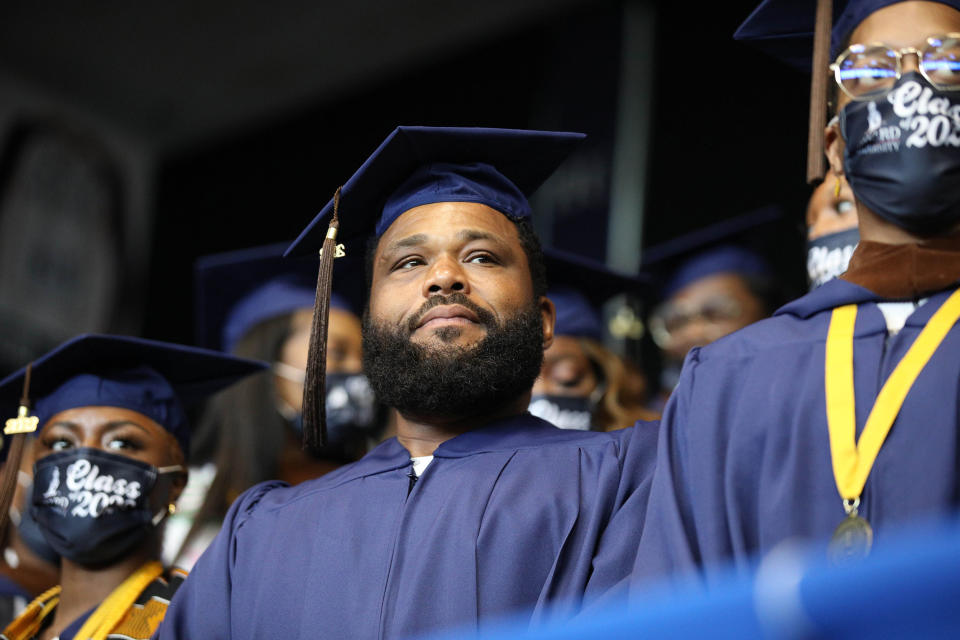 Anthony Anderson graduates from Howard University on May 7, 2022 in Washington, D.C. / Credit: Brian Stukes/Getty Images