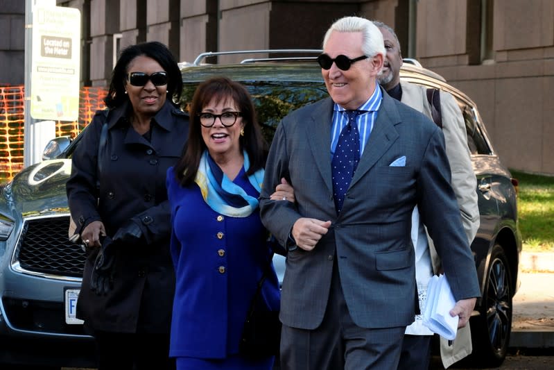 Roger Stone, former campaign adviser to U.S. President Donald Trump, and his wife Nydia Stone arrive for the continuation of his criminal trial on charges of lying to Congress, obstructing justice and witness tampering at U.S. District Court in Washington