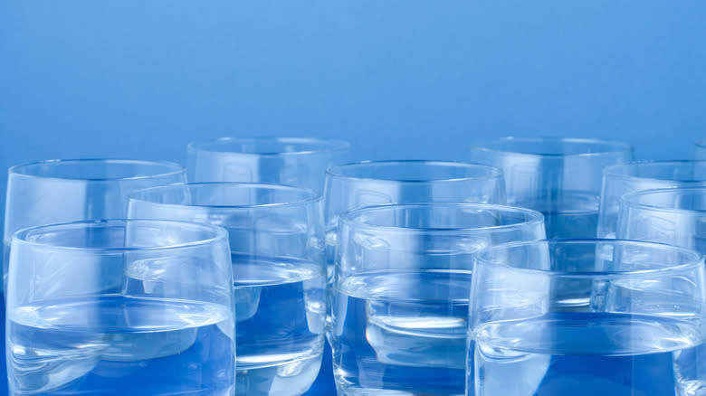 many glasses of water