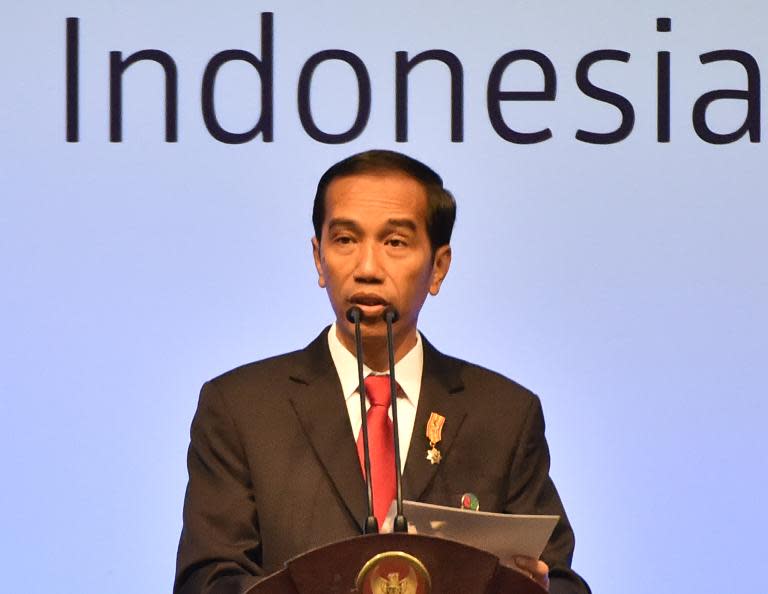 Indonesia's President Joko Widodo speaks during a conference in Jakarta, in April 2015