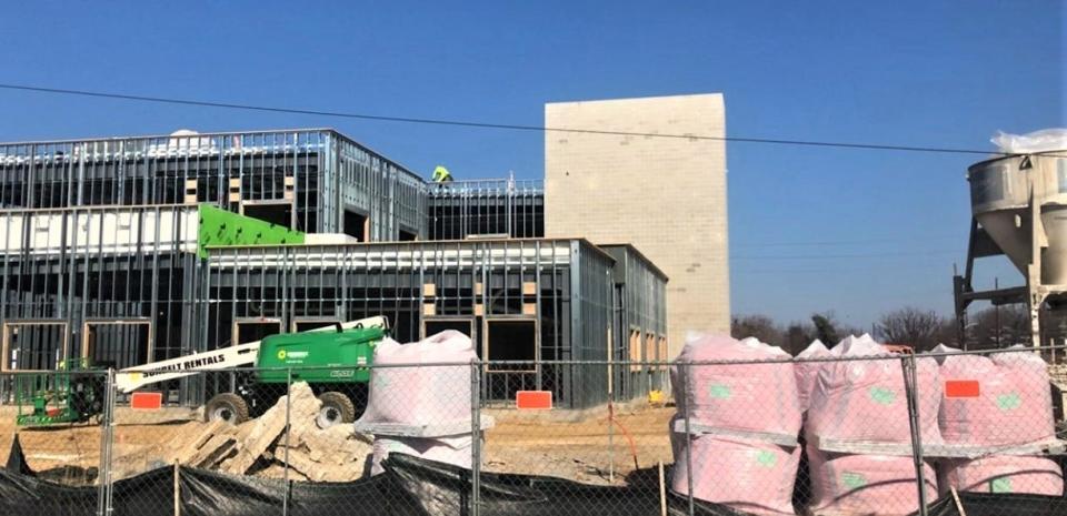 Plum Street side of Vineland fire station and headquarters being built at 200 North West Boulevard. PHOTO: Feb. 9, 2024.
