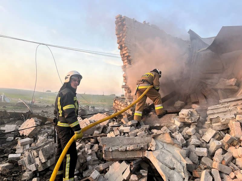 Aftermath of a Russian missile attack in Cherkasy region