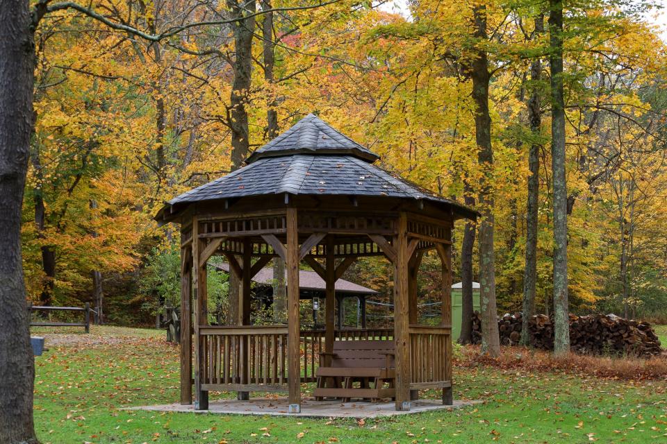 Looking for a comfortable spot to see the leaves fall? This gazebo in Hopewell Community Park offers a spot to view the foliage with some shelter.