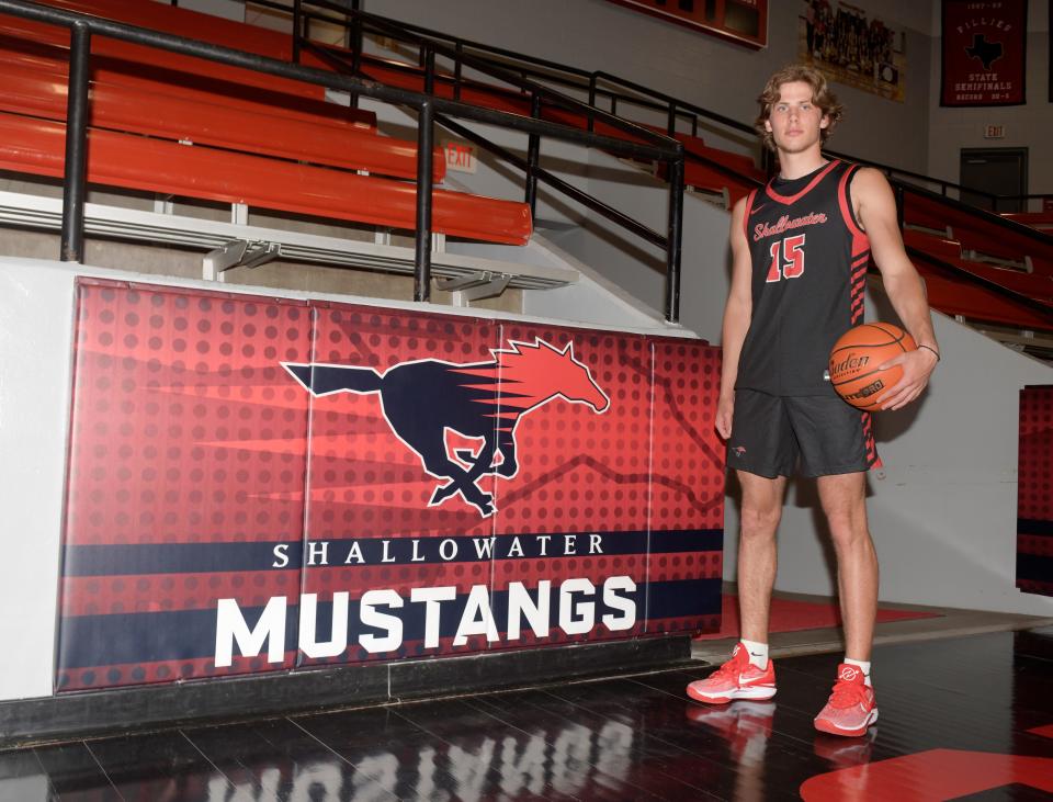 Shallowater's Cooper Lusk is the basketball player of the year, as seen Tuesday, April 9, 2024, at Chuck Darden Court in Shallowater.
