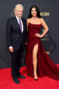 <p>The Oscar-winning pair arrived at the 2021 Emmy Awards to celebrate Douglas's nomination for his role in Netflix's "The Kominsky Method." <em>(Image via Getty Images)</em></p> 