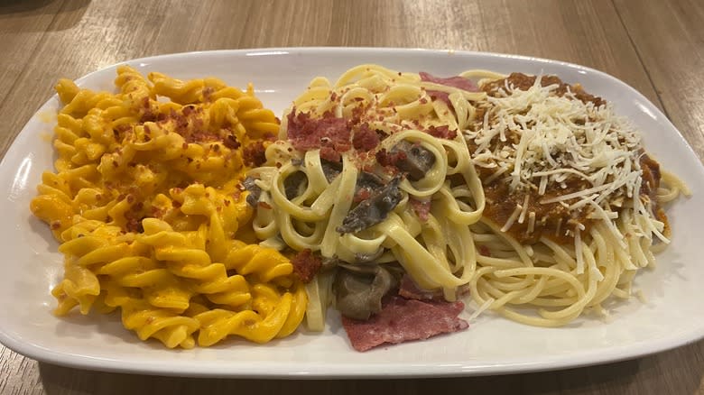 Three pastas from Pizza Hut