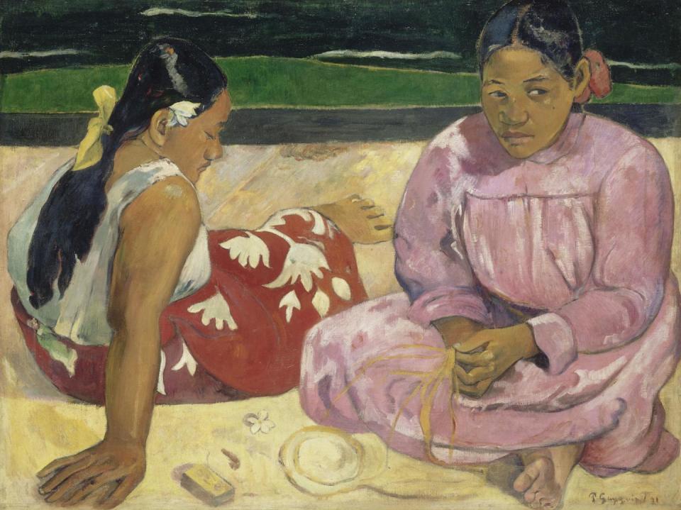 Paul Gauguin Tahitian women (Femmes de Tahiti) 1891 oil on canvas 69 × 91.5 cm Musée d’Orsay, Paris. Gift of Countess Vitali 1923, RF 2765.