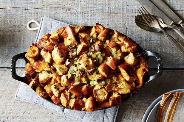 <strong>Get the <a href="http://food52.com/recipes/1452-what-we-call-stuffing-challah-mushroom-and-celery" target="_blank">Challah, Mushroom, and Celery recipe</a> from MrsWheelbarrow via Food52</strong>