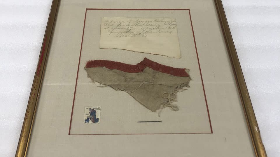 The tent fragment came with a note saying it was taken from George Washington's tent that was on display in 1907. - Courtesy Museum of the American Revolution