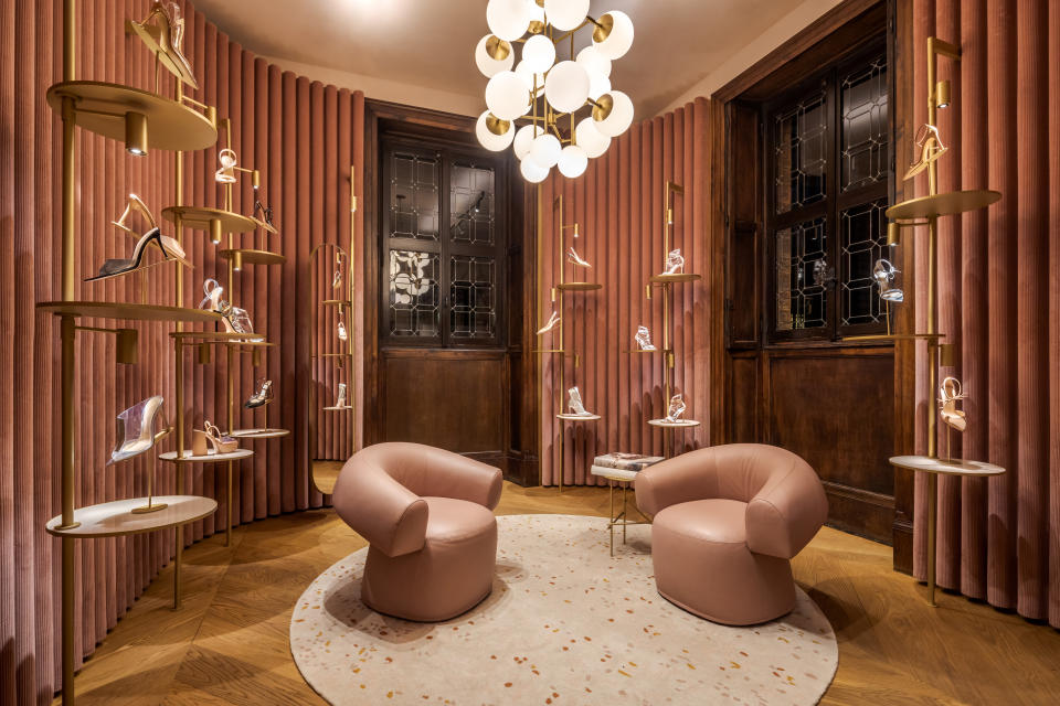 Inside the Gianvito Rossi flagship store in Milan.