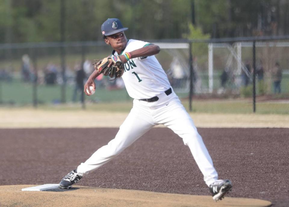 Legion Collegiate’s Colby Guy pitches Friday as the Lancers take on York Preparatory Academy.