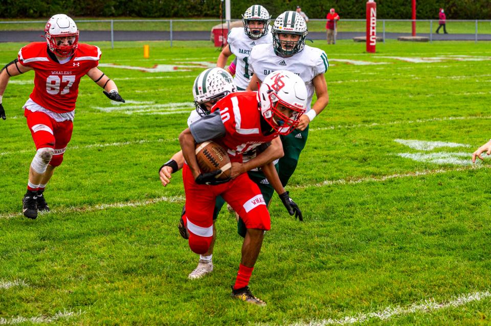 Ranen Goodine scored New Bedford's lone touchdown in its first win of the season.