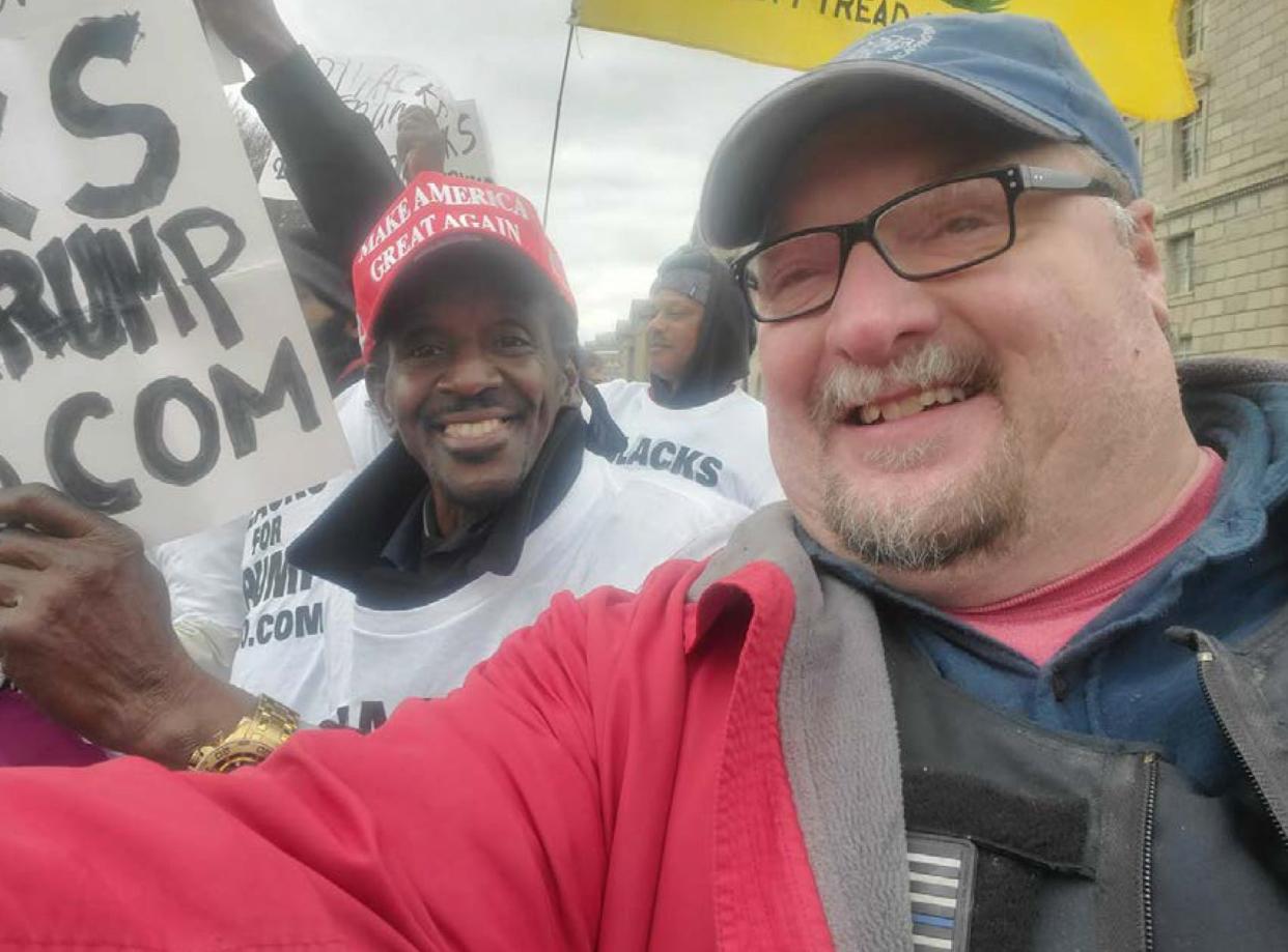 Joseph Fischer, right, is seen in photos that were part of an FBI arrest warrant. Joseph Fischer, a former police officer in central Pennsylvania, faces seven charges including disorderly conduct and impeding police officers in the Capitol riot on Jan. 6, 2021. His trial has been on hold since his arrest in February 2021 while he asks the Supreme Court to rule on whether one of the statutes behind an obstruction charge applies to him. More than one in four of the Jan. 6 defendants – including former President Donald Trump – were charged under the same obstruction statute, so the case could have wide-ranging impact.