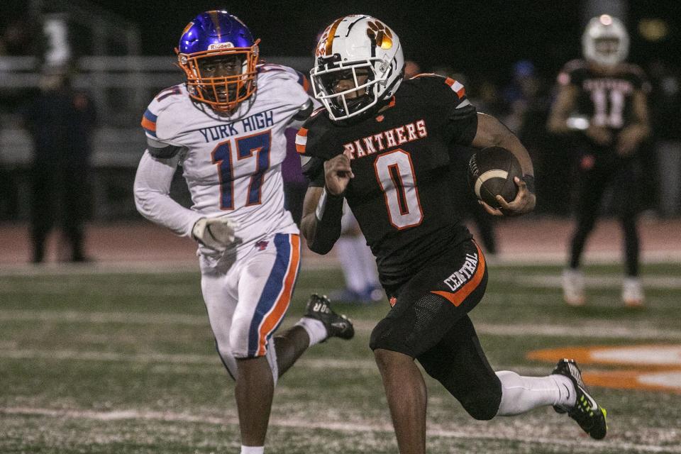 Central York's Juelz Goff rushed for over 1,600 yards and scored 31 touchdowns last season.