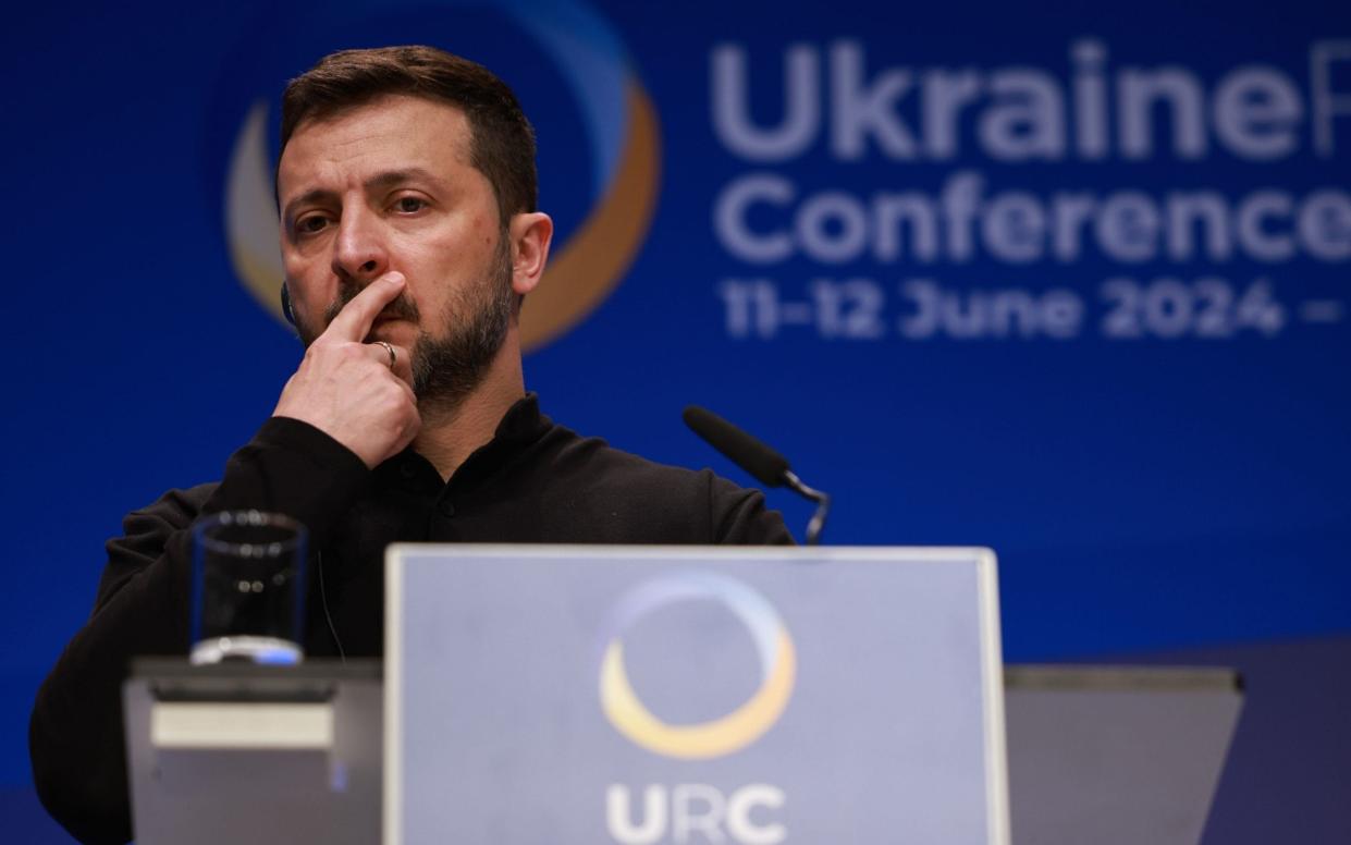 Volodymyr Zelensky during a joint press conference with German chancellor Scholz