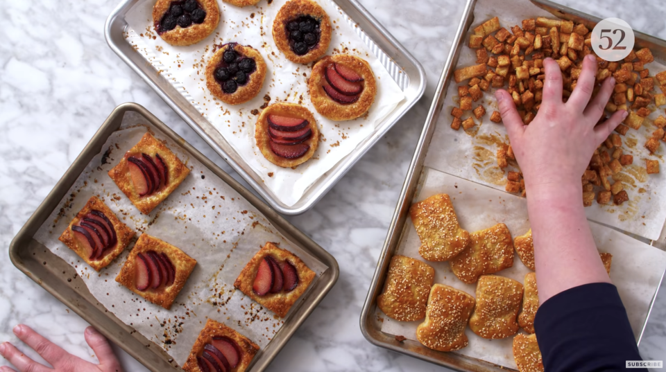 pie scraps that have been turned into croutons and small pies