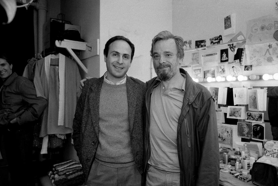 Stephen Sondheim, right, and James Lapine, after winning the Pulitzer for “Sunday in the Park with George” in 1995. Lapine has written “Putting it Together” about the creation of the musical.