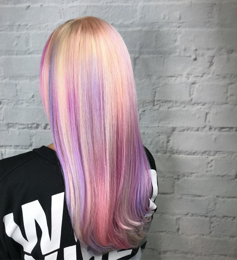 Jordan Glindmyer, a hairstylist based in Scotia, NY, recently colored one of her clients' hair pastel pink and lilac, dubbing the look "pink cloud" hair.
