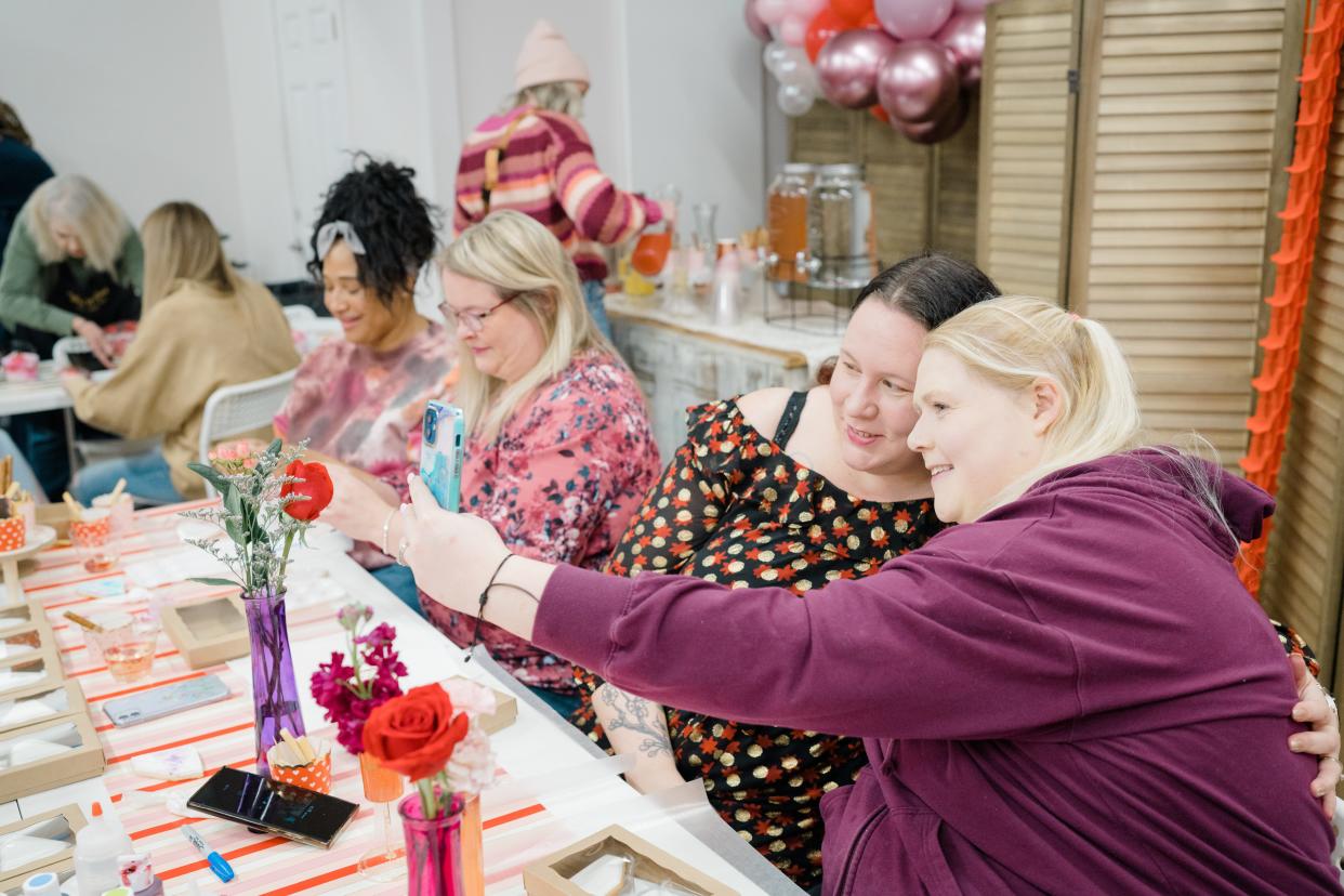 Attendees enjoy the annual Galentine's Day event at Bloom Flower Co. in Perkasie, on Saturday, February 4, 2023.