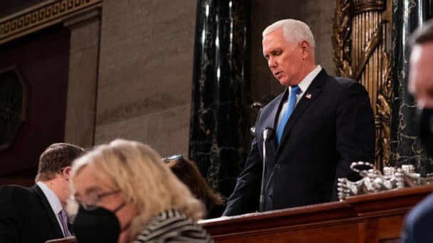 PHOTO: Vice President Mike Pence stands before Congress on Jan. 6, 2021, obtained exclusively by ABC News (The White House)