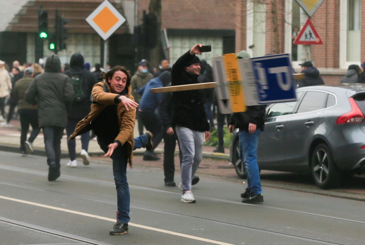 protests coronavirus lockdowns Amsterdam Netherlands