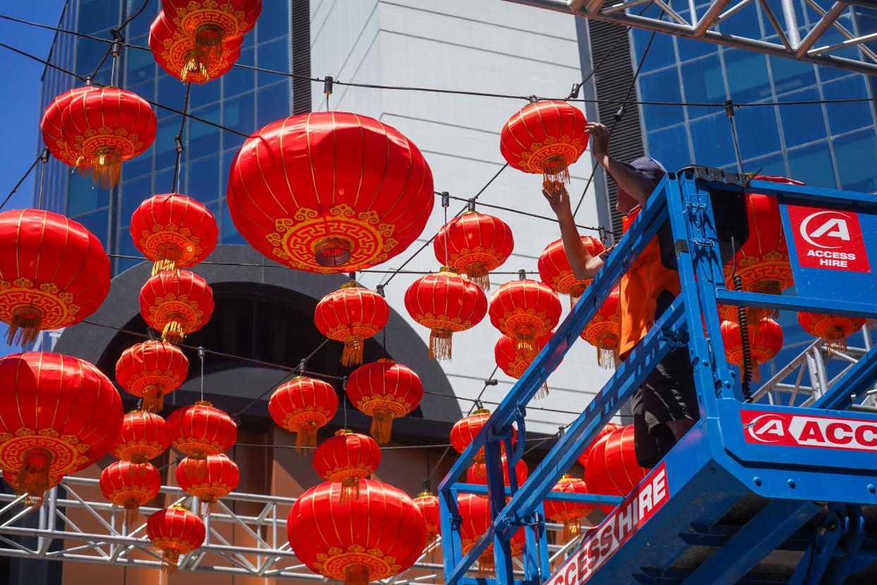 Colourful lanterns in Rundle Mall Adelaide to celebrate the  Chinese New Year. FTSE was flat