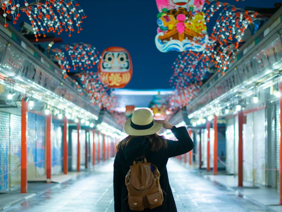 tourist in japan Sensoji temple in Tokyo, Japan.